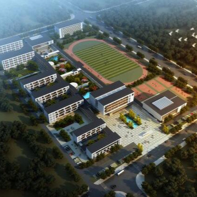  现代校园鸟瞰su模型 