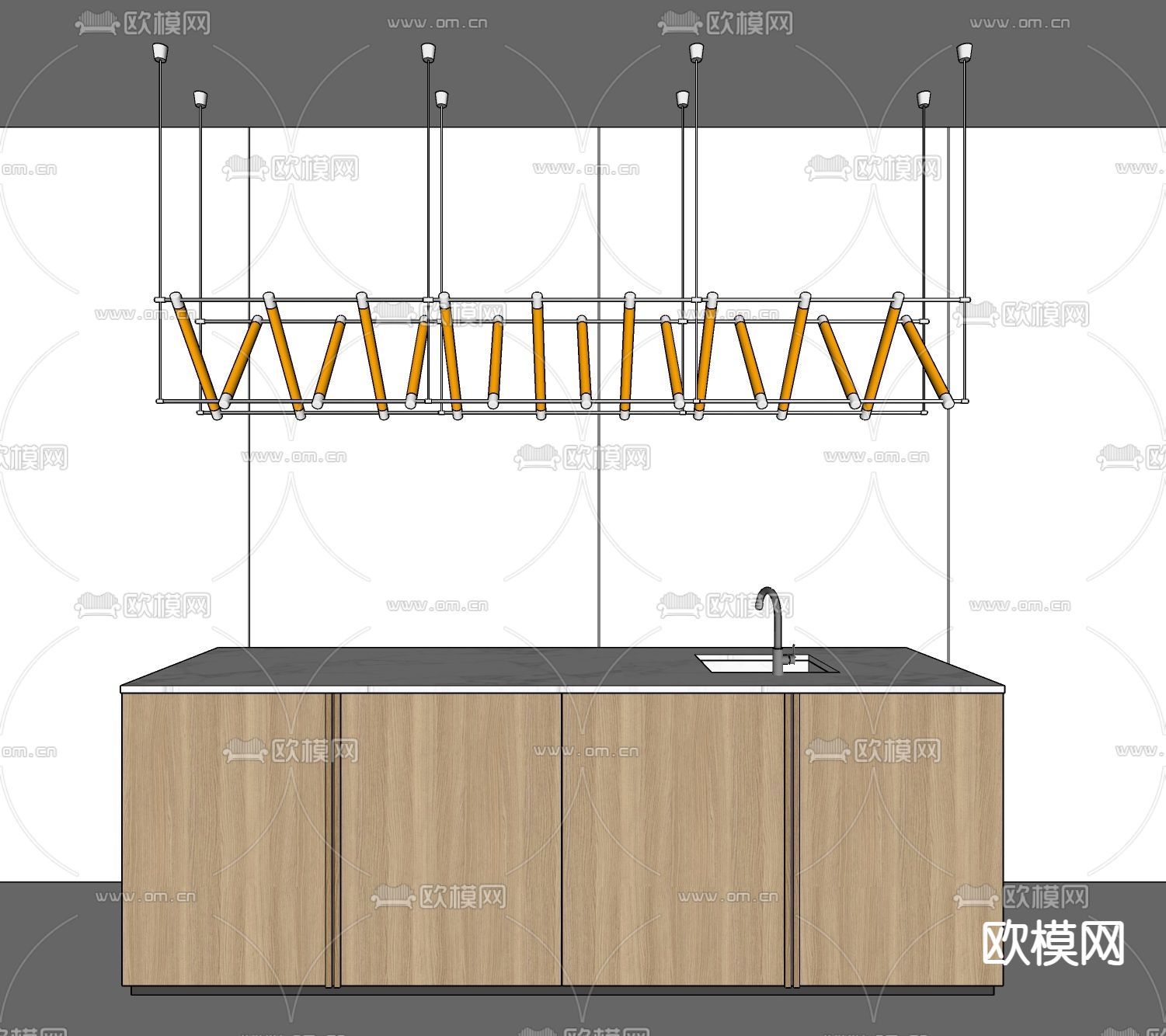 现代吧台马扎灯su模型下载（渲染图3）