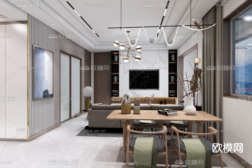 现代客餐厅免费3d模型下载