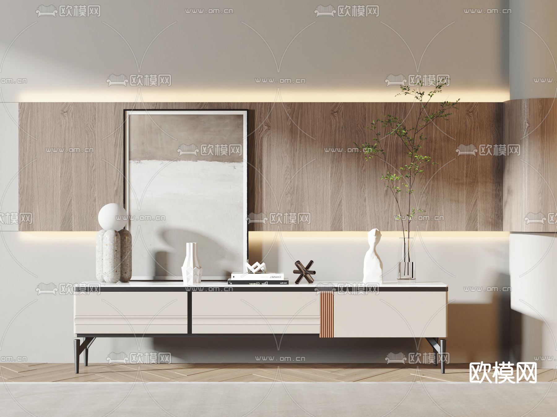 现代轻奢电视柜3d模型下载