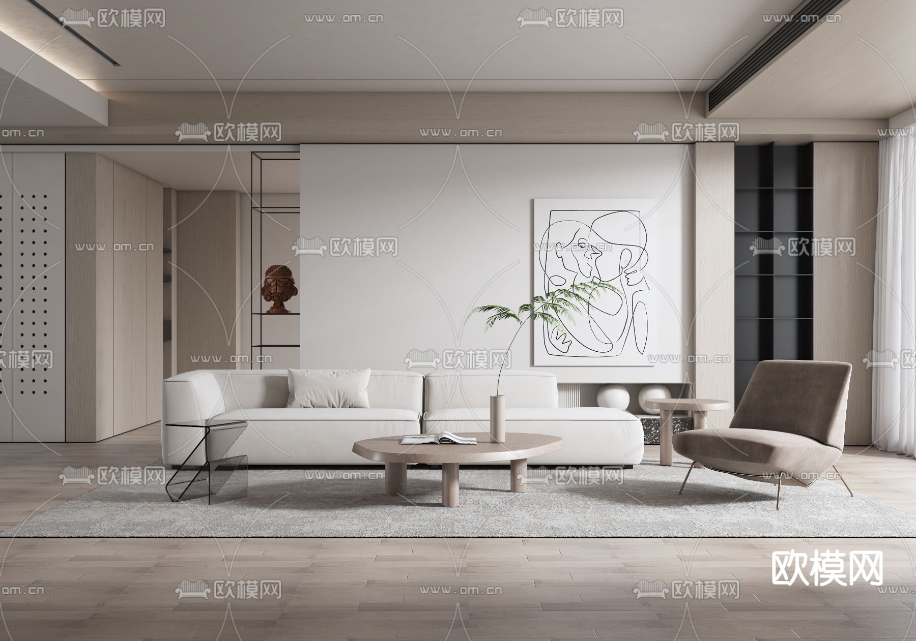 现代极简客厅3d模型