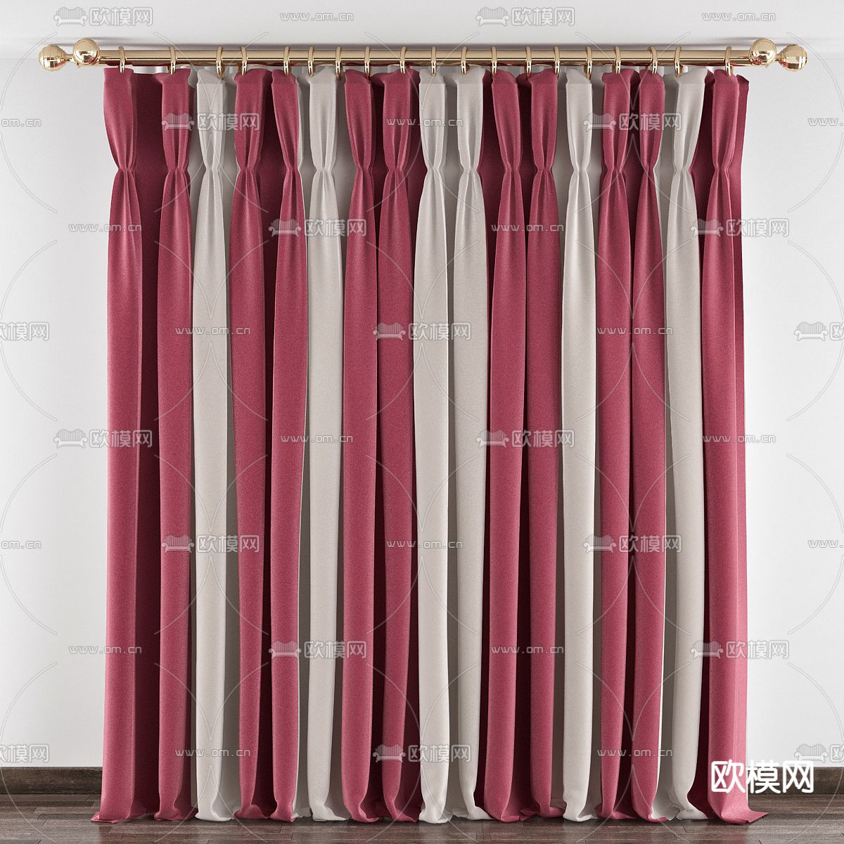 现代布艺窗帘3d模型下载