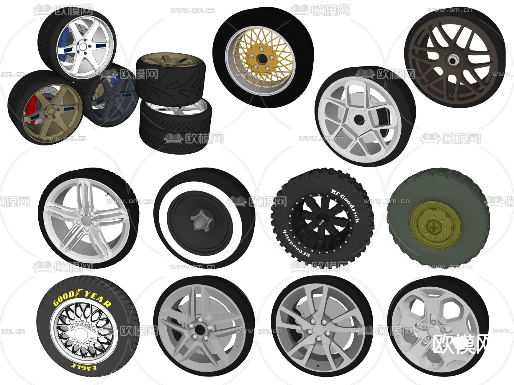 现代汽车轮毂零件su模型下载