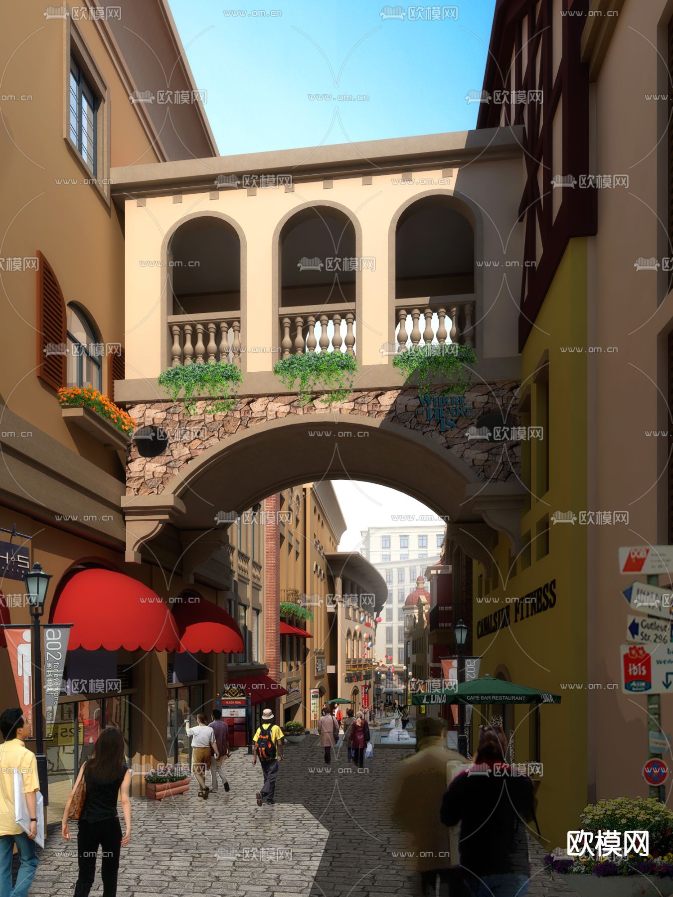 欧式商业街psd下载