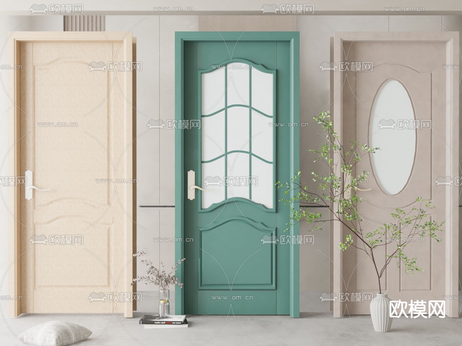 北欧房门厨卫门单开门su模型下载（渲染图1）