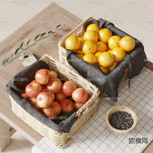 苹果橙子果篮3d模型下载