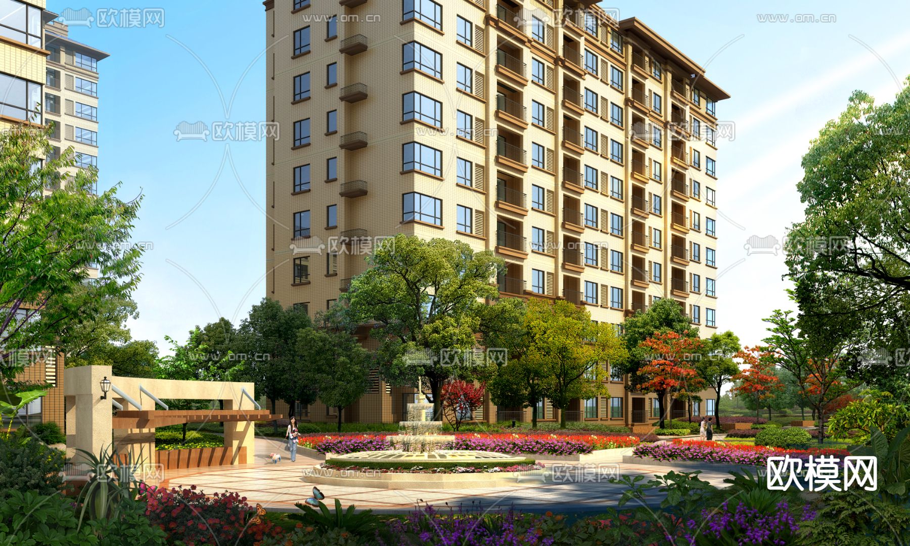 欧式小区景观psd下载