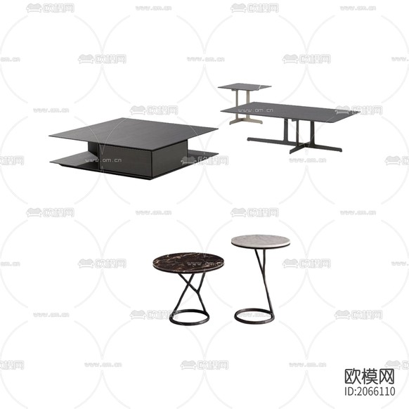 现代轻奢实木大理石茶几边几下载(渲染图2)