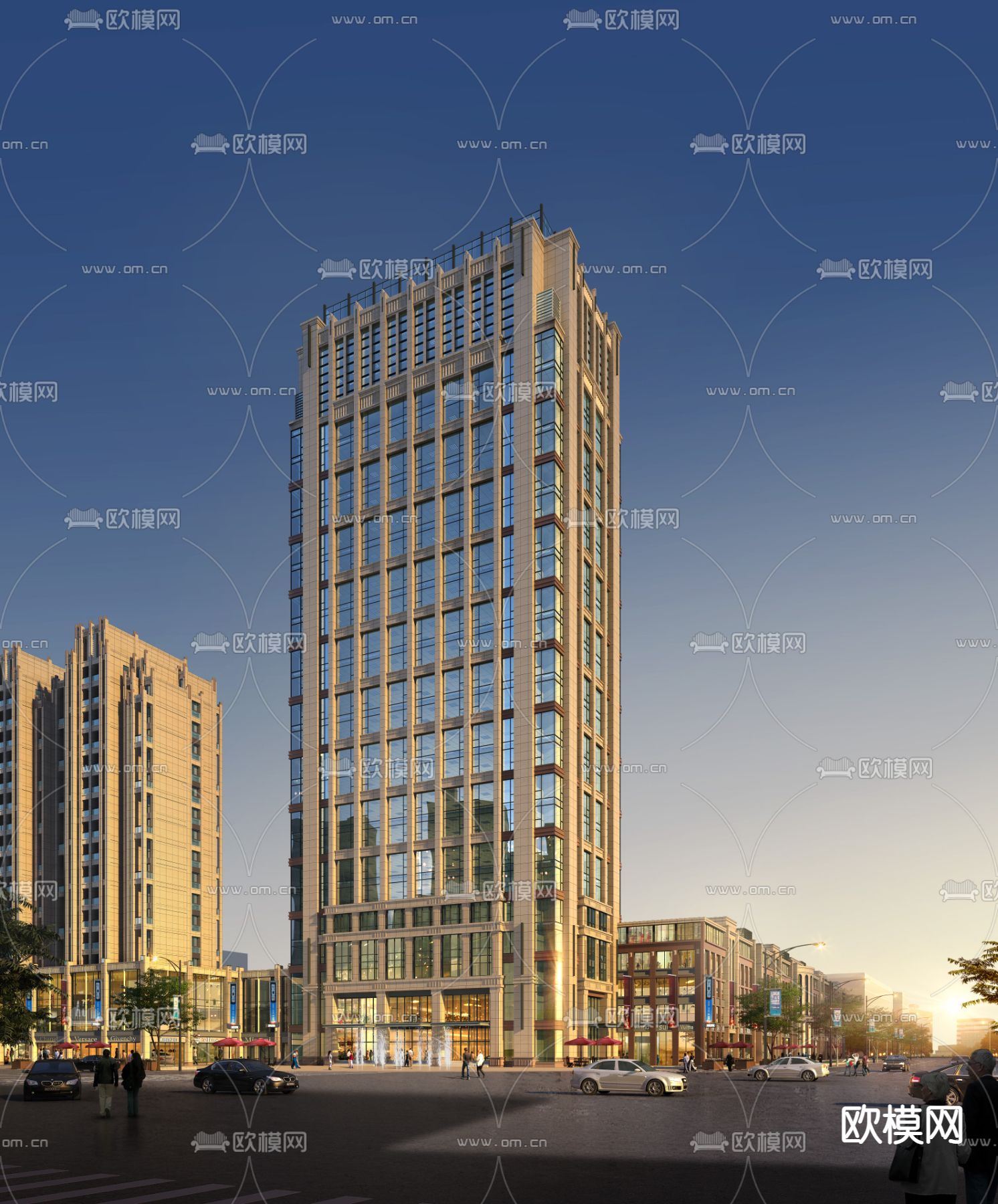 新古典办公楼外观psd下载