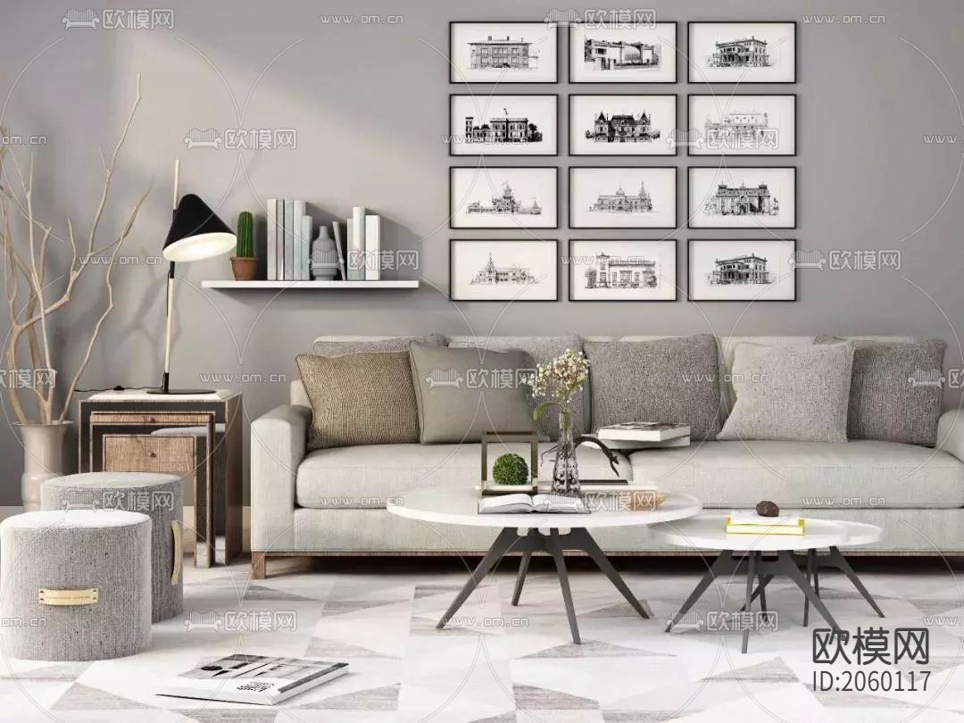 现代简约客厅效果图下载