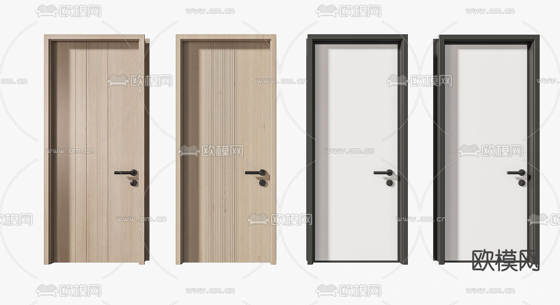 现代房门单开门3d模型下载