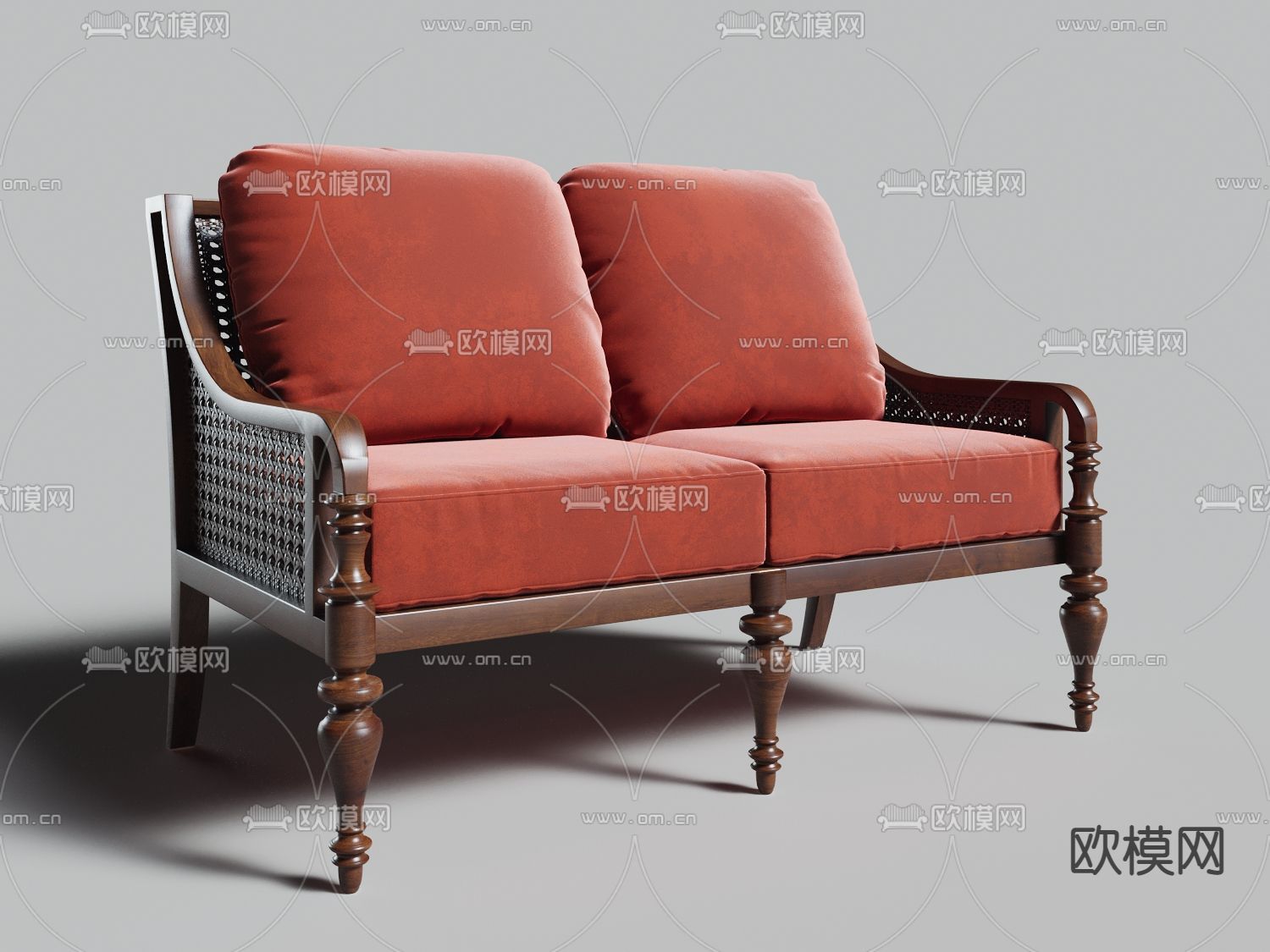 新古典双人沙发3d模型下载