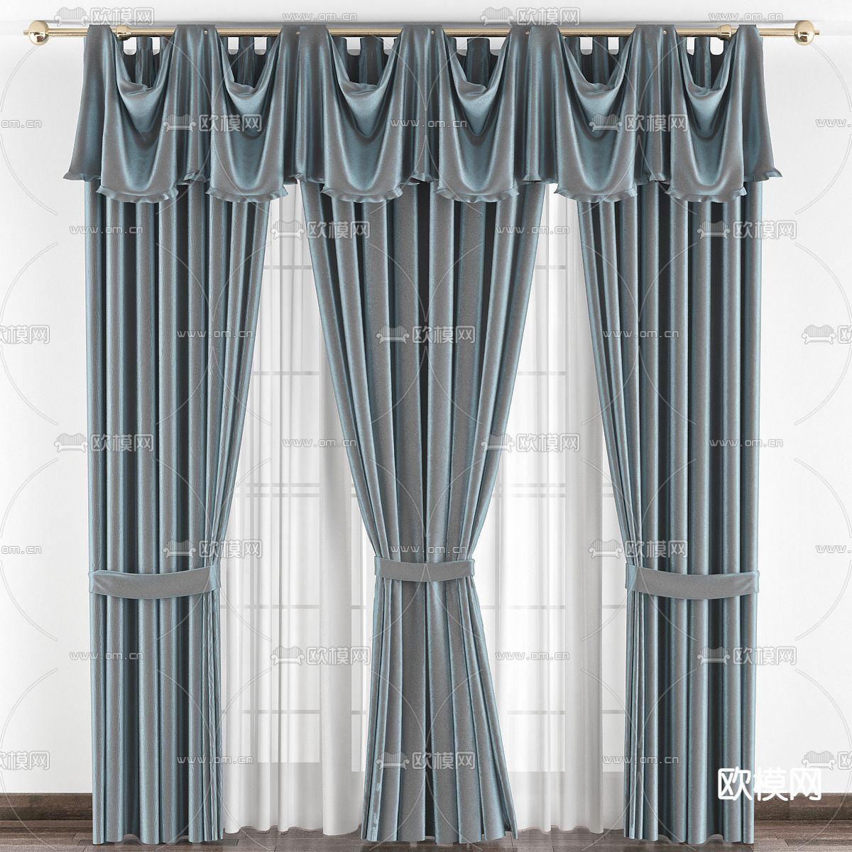 现代布艺窗帘3d模型下载