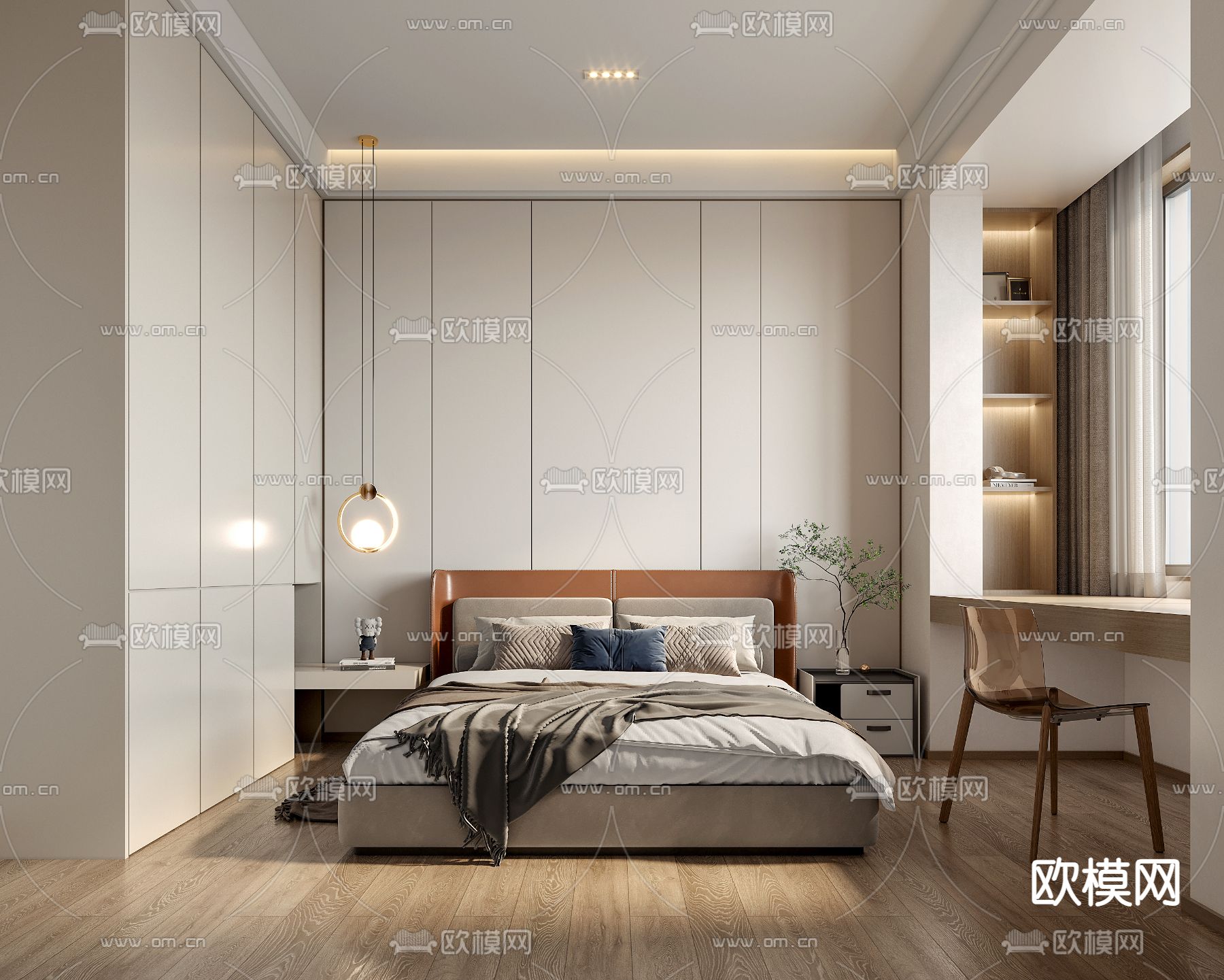 现代主人房卧室3d模型下载
