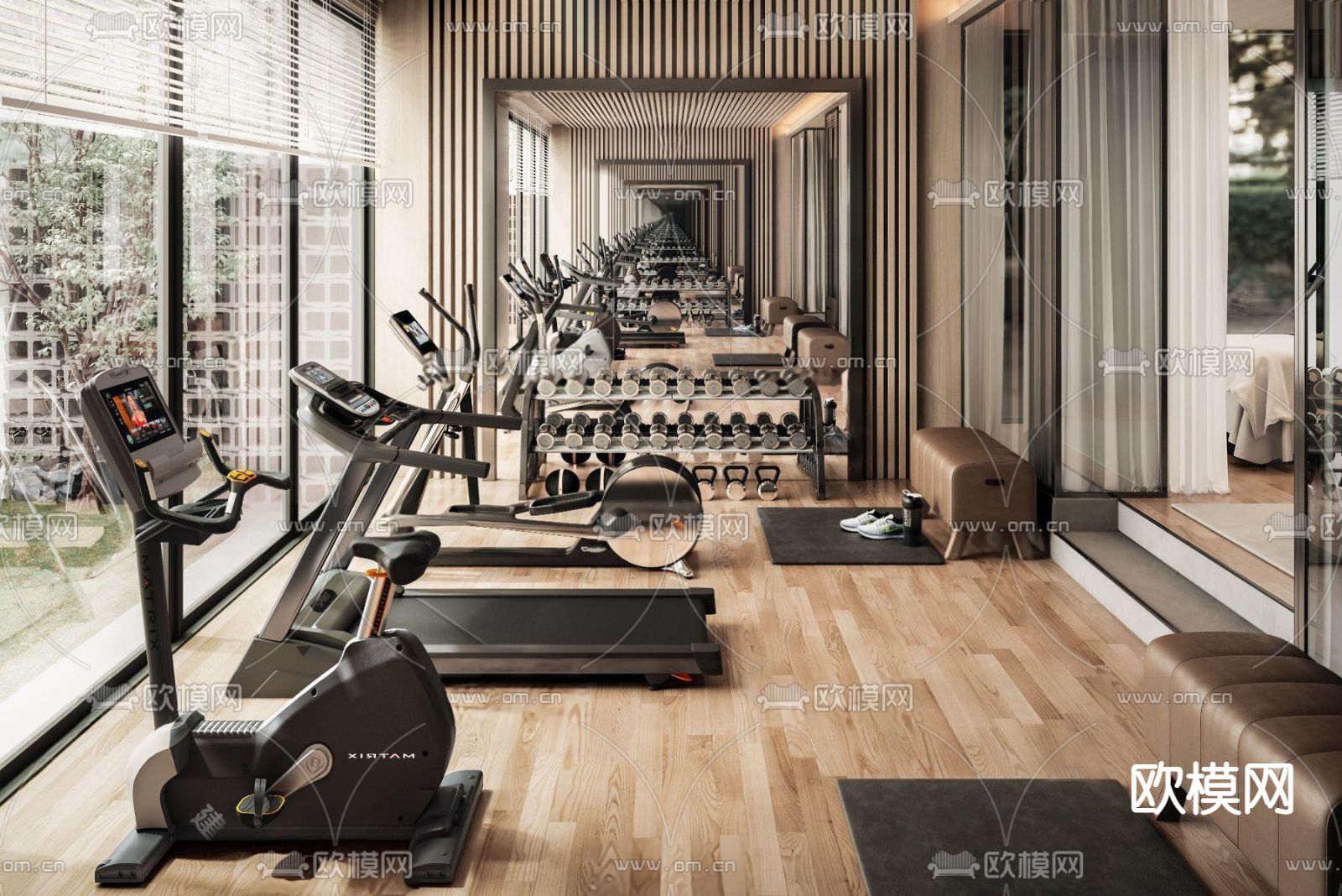 现代健身房su模型下载（渲染图1）