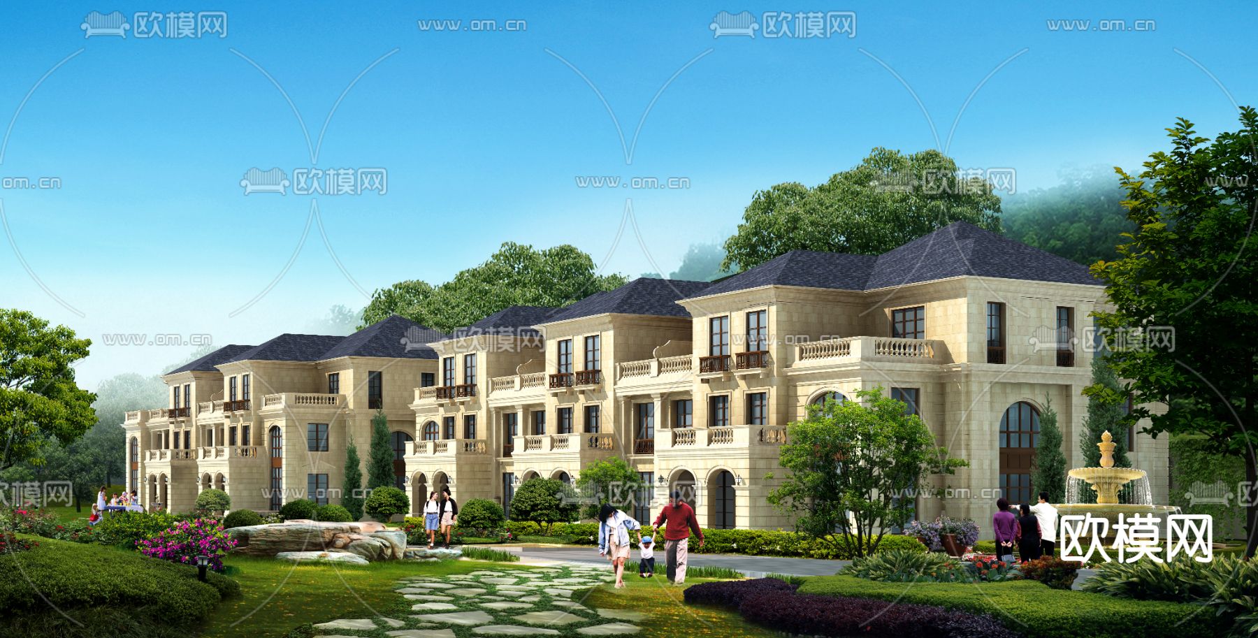 法式别墅外观psd下载