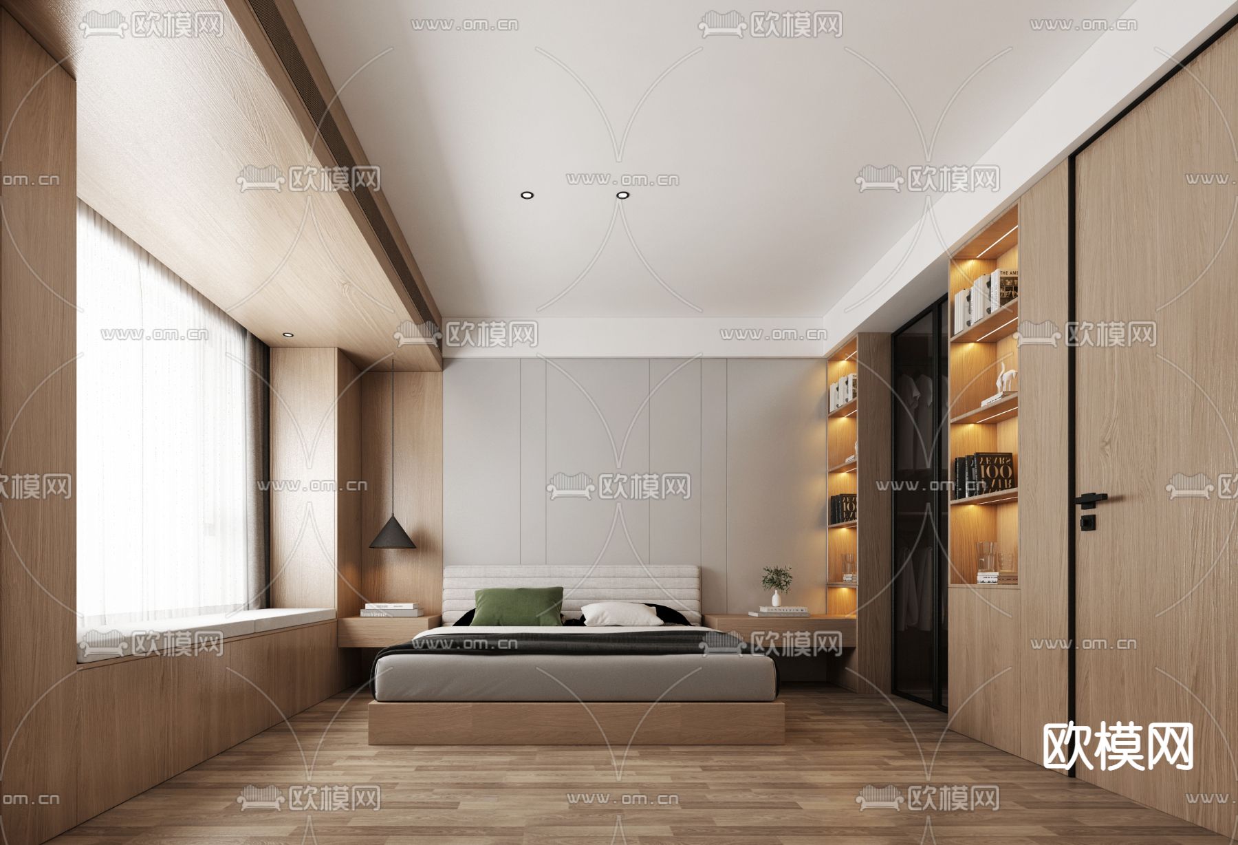 现代卧室主人房免费3d模型下载（渲染图1）