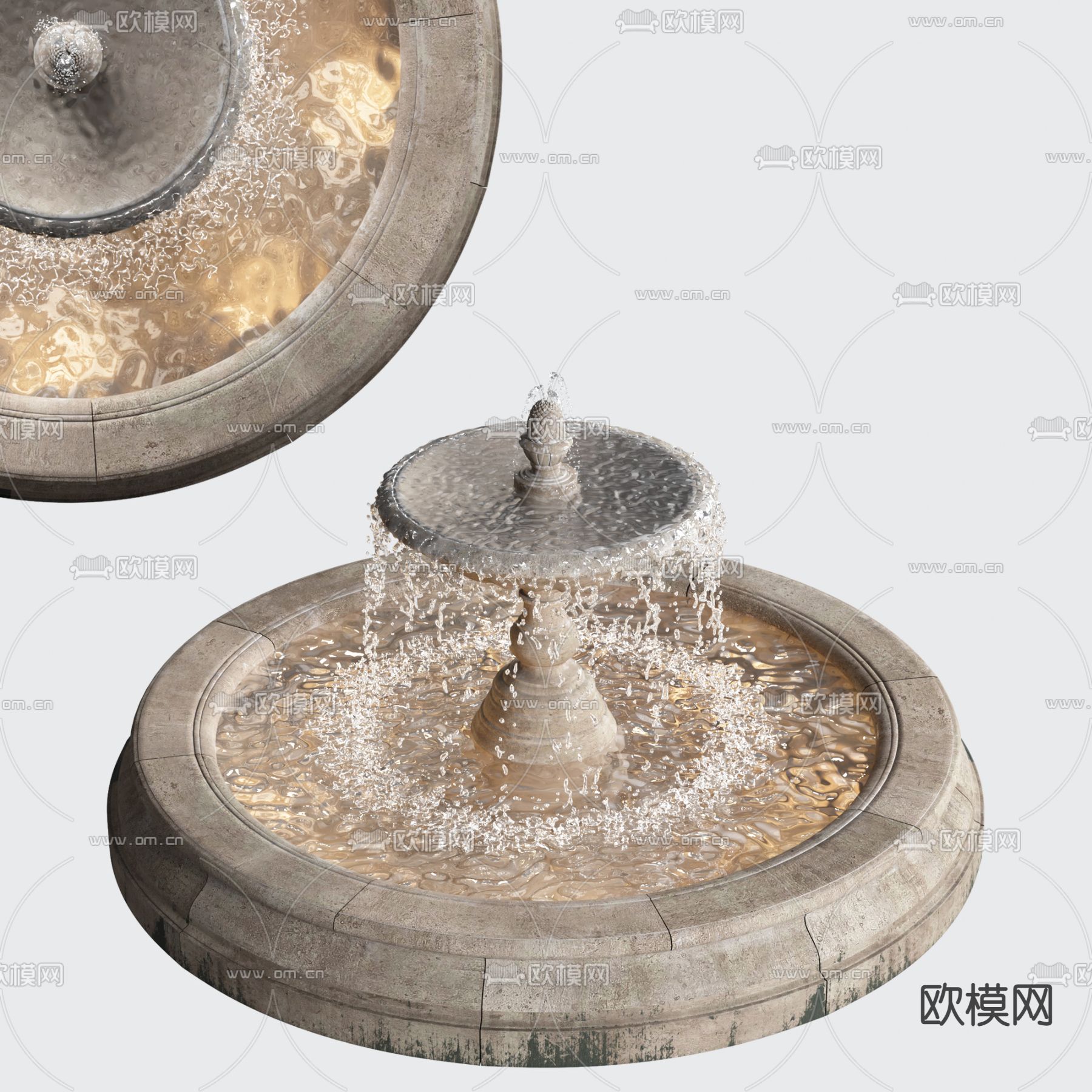 欧式古典喷泉3d模型下载_ID11968109_3dmax免费模型-欧模网