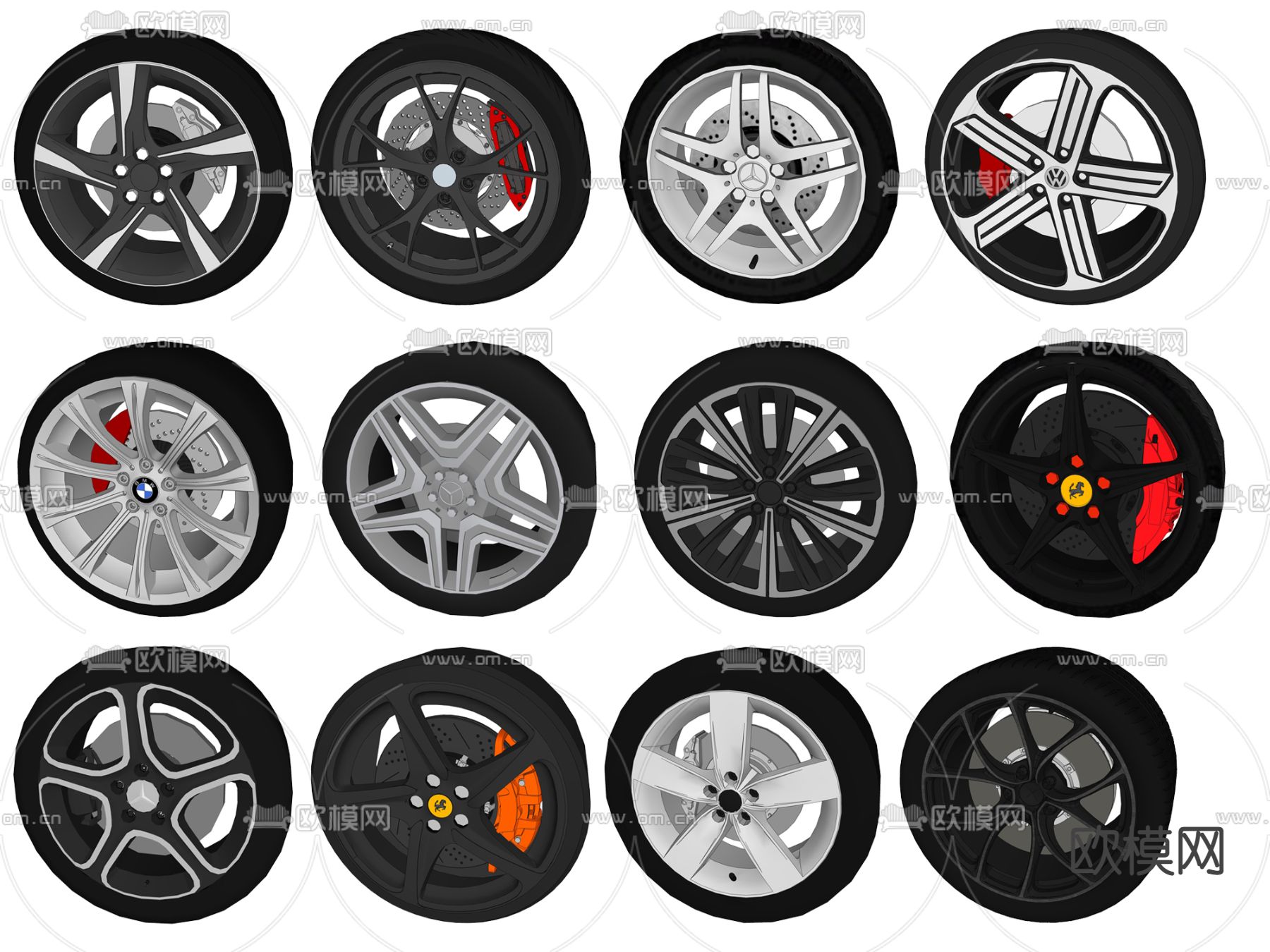 现代汽车轮毂零件su模型下载