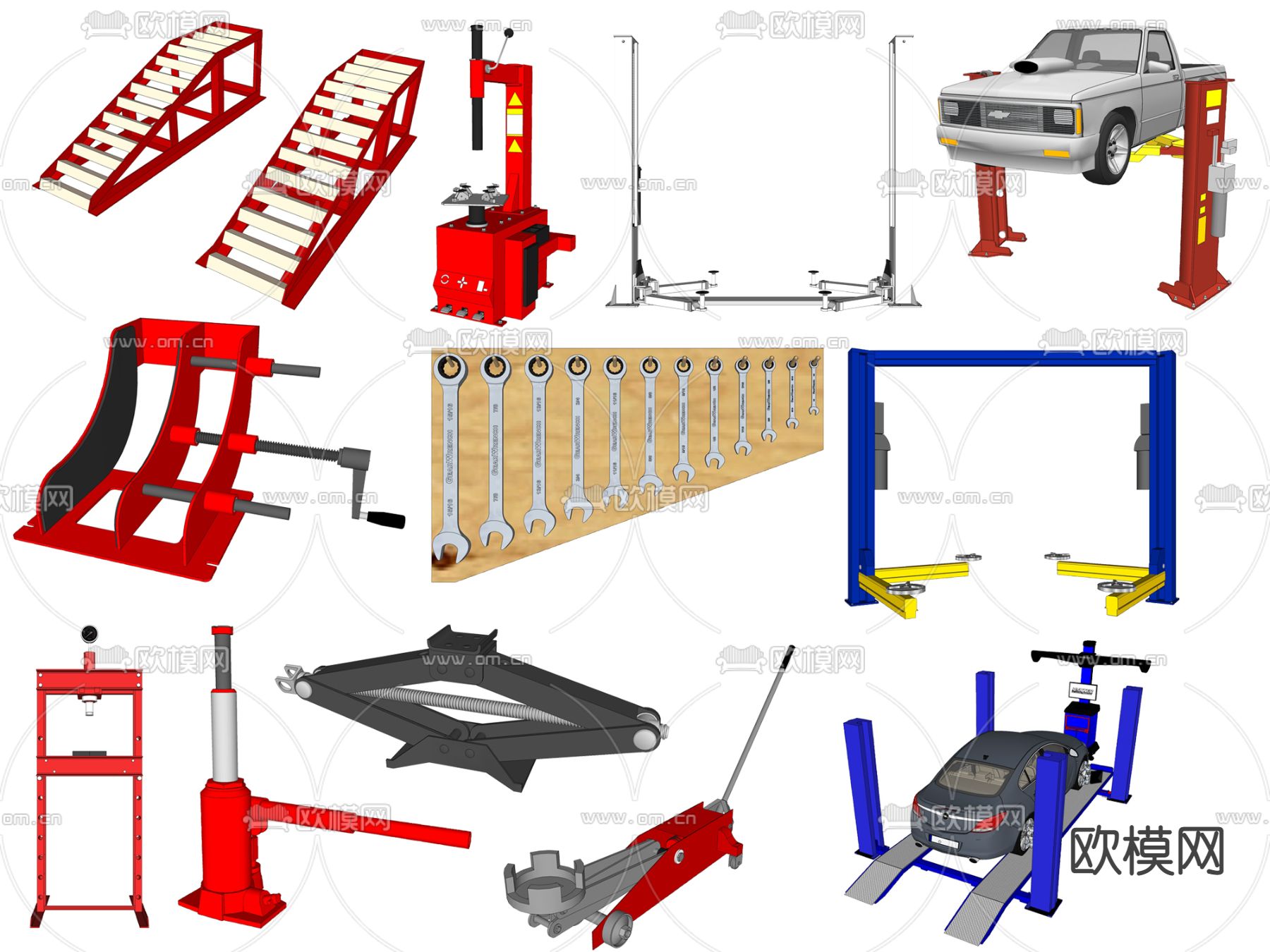 现代汽修设备su模型下载