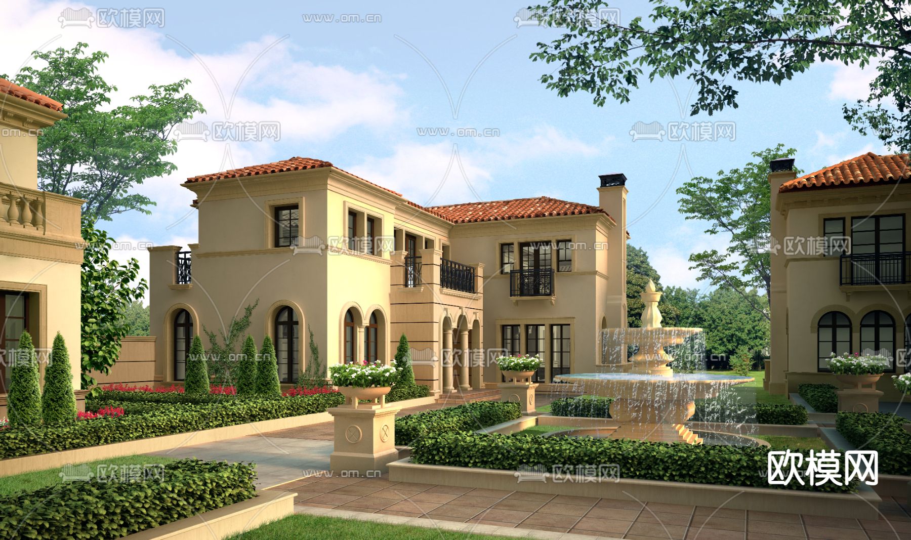 欧式别墅外观psd下载