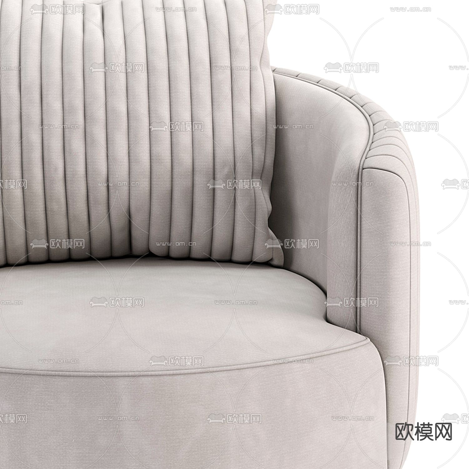 现代浅灰布艺单人沙发3d模型下载（渲染图2）