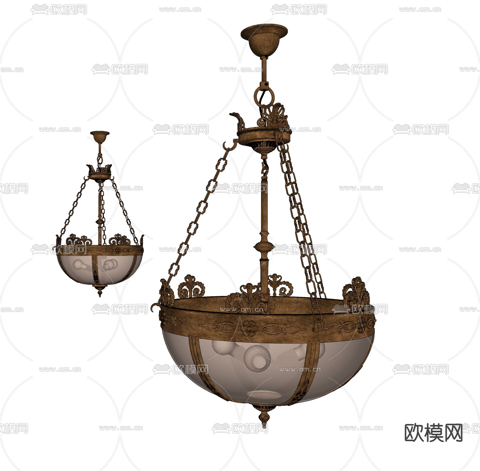 欧式古典吊灯su模型下载（渲染图2）