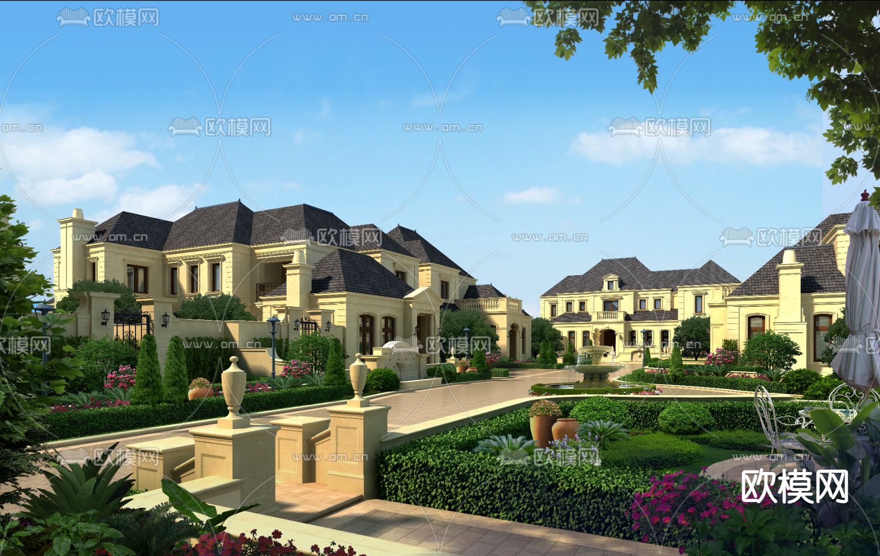 欧式别墅外观psd下载