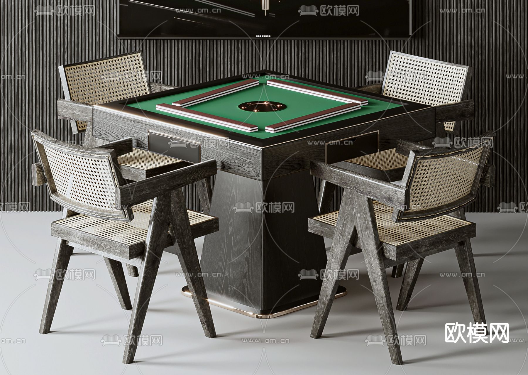 侘寂麻将桌3d模型下载（渲染图1）