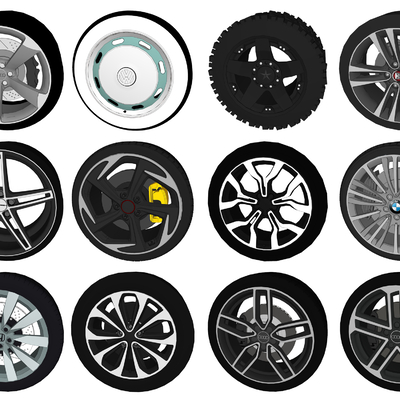  现代汽车轮毂零件su模型 