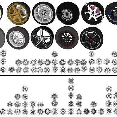  现代汽车轮毂零件su模型 