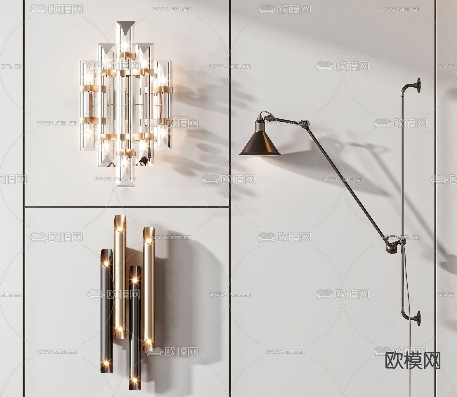 现代轻奢壁灯su模型下载（渲染图1）