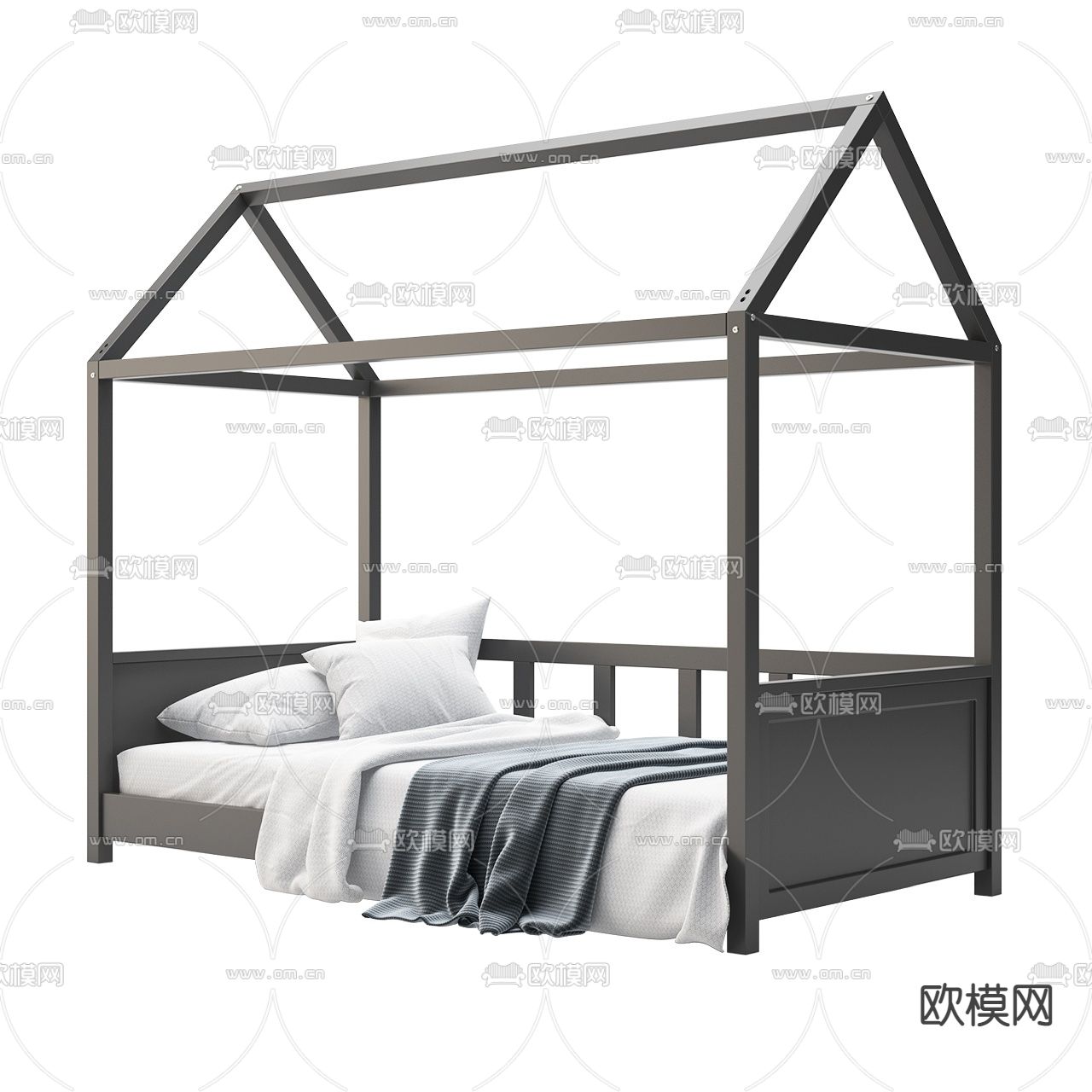 现代儿童床3d模型下载