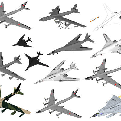  现代轰炸机机库教练机军事器材su模型 