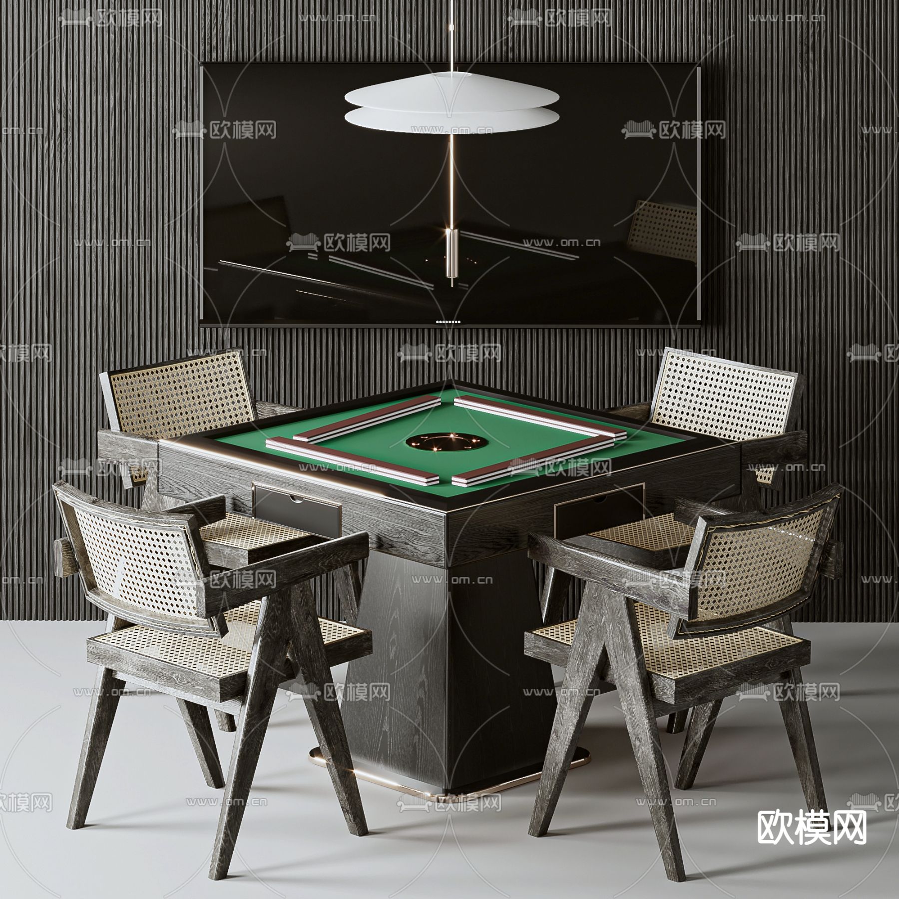 侘寂麻将桌3d模型下载（渲染图2）