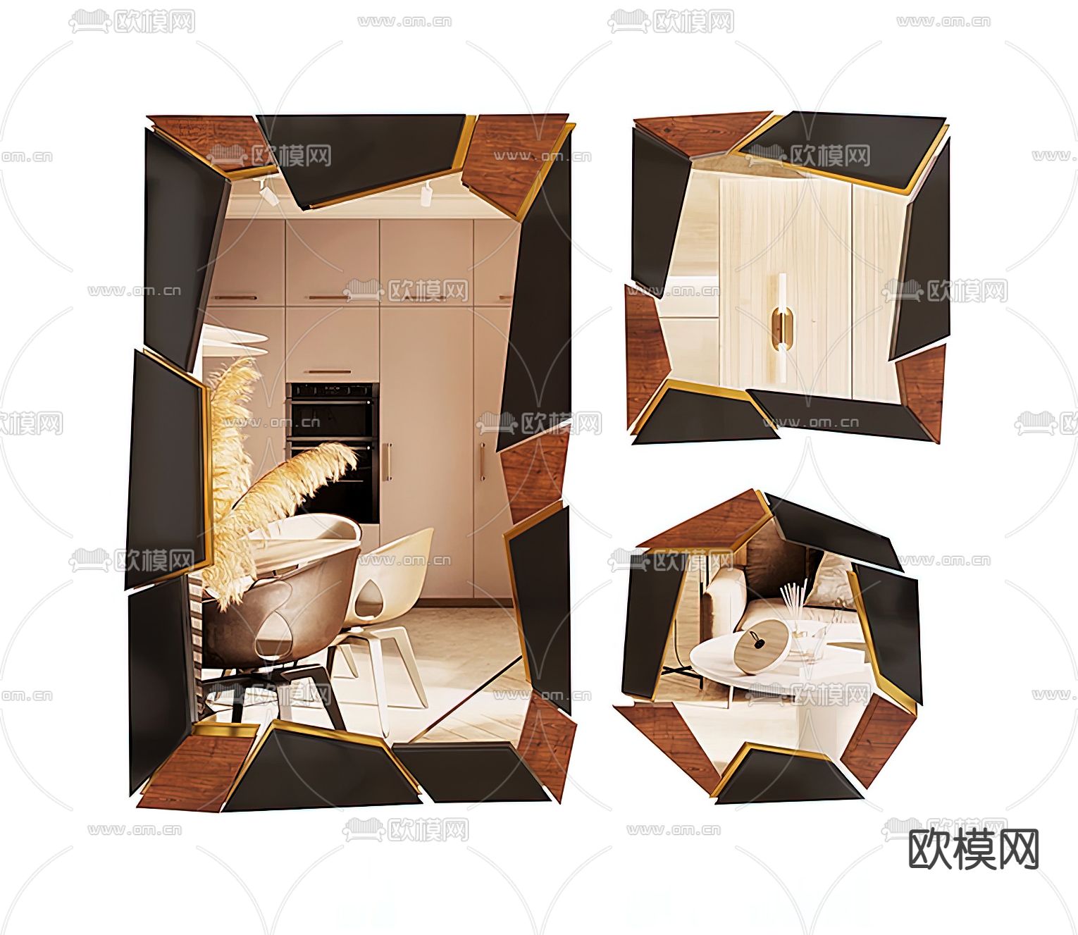 现代装饰镜3d模型下载