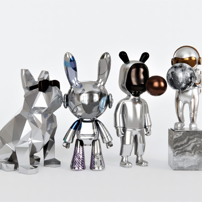  现代玩偶雕塑摆件su模型 