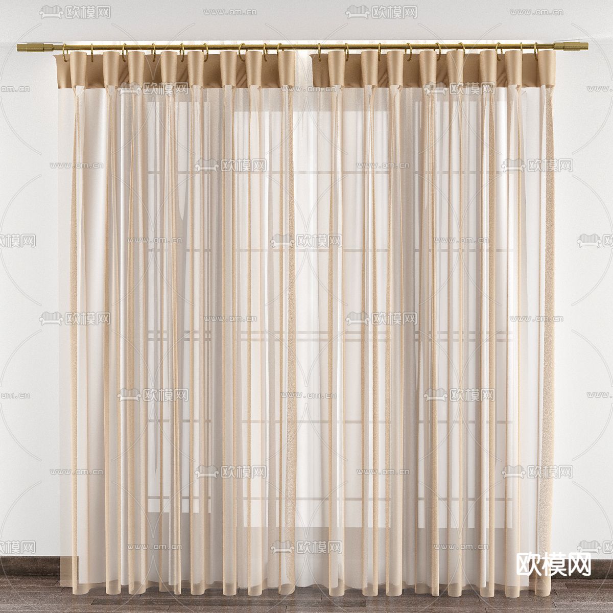 现代布艺窗帘3d模型下载