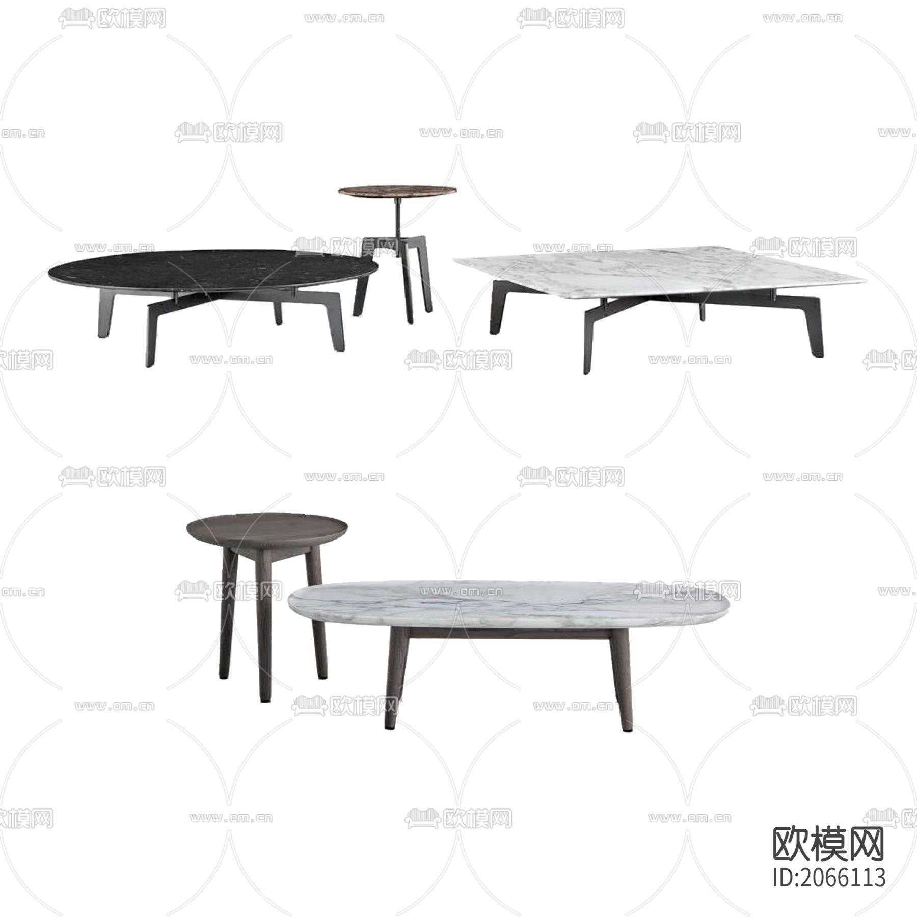 现代轻奢实木大理石茶几