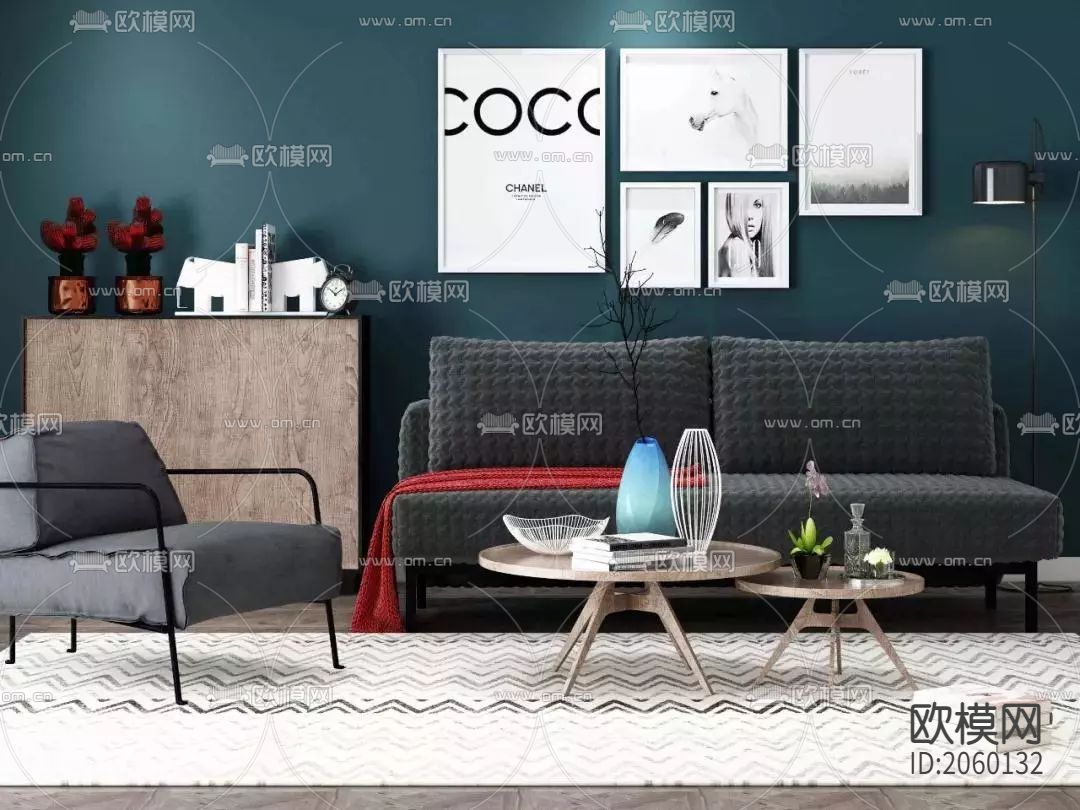 北欧简约客厅效果图