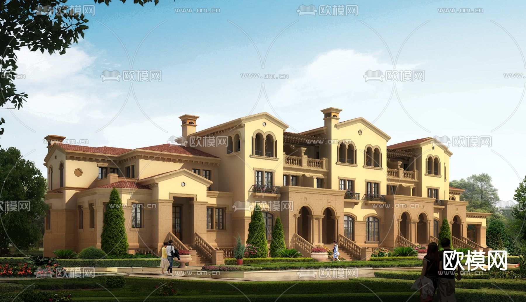 欧式别墅外观psd下载