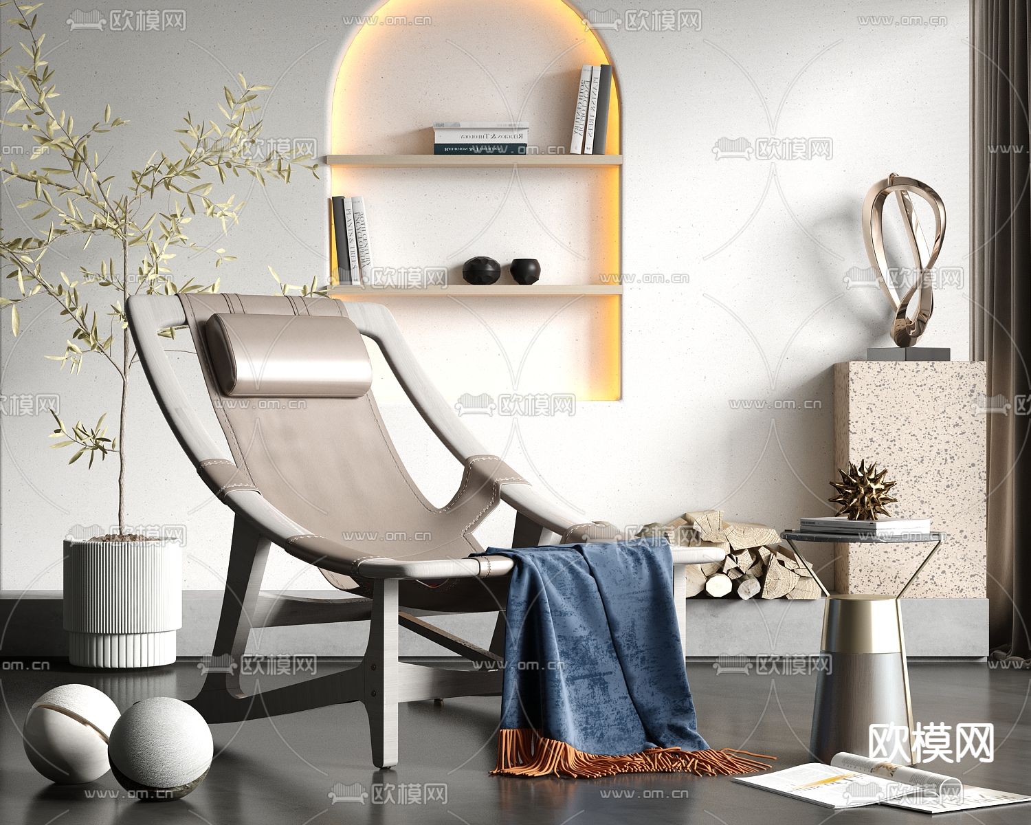 现代休闲躺椅3d模型下载