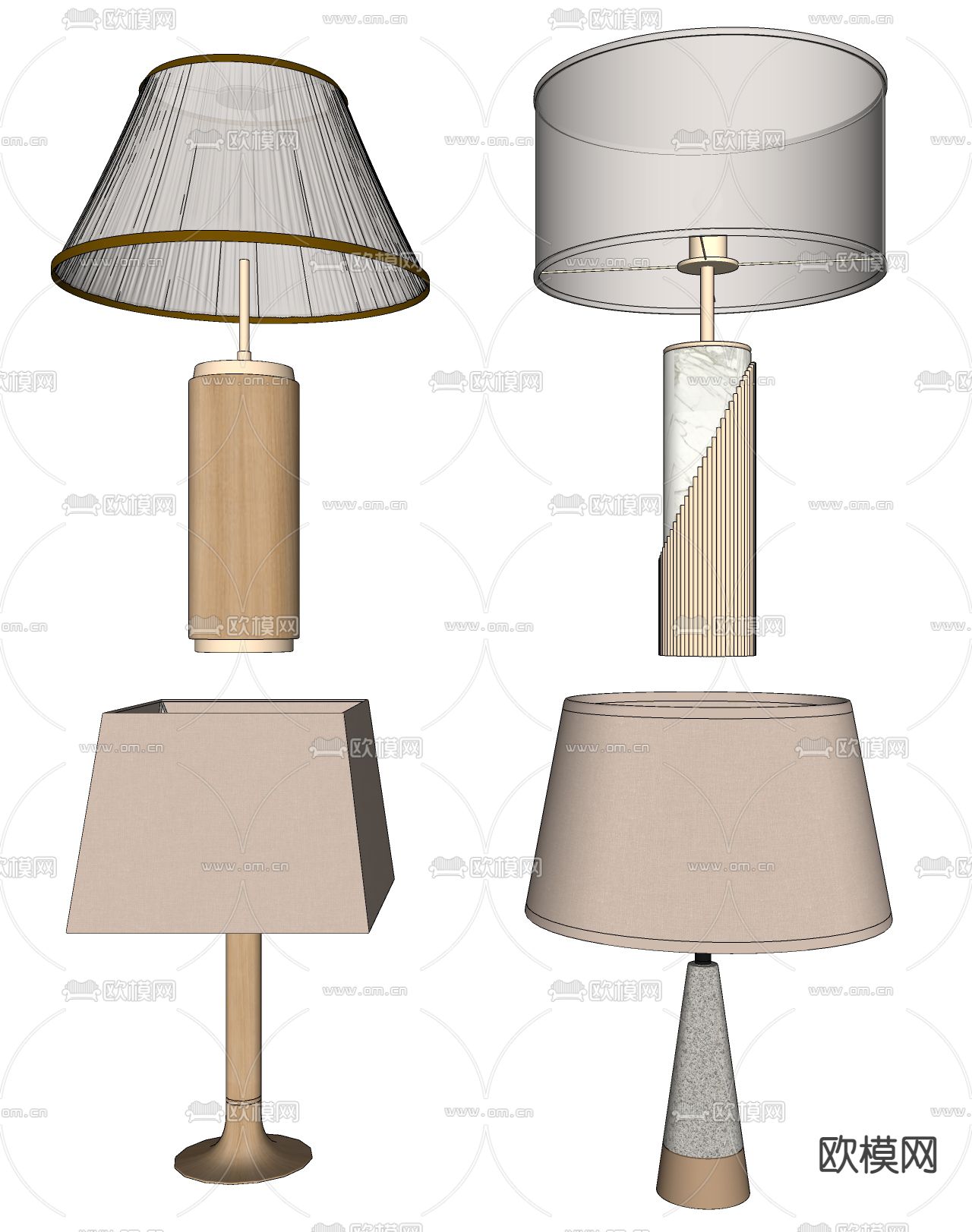 现代轻奢台灯su模型下载（渲染图2）