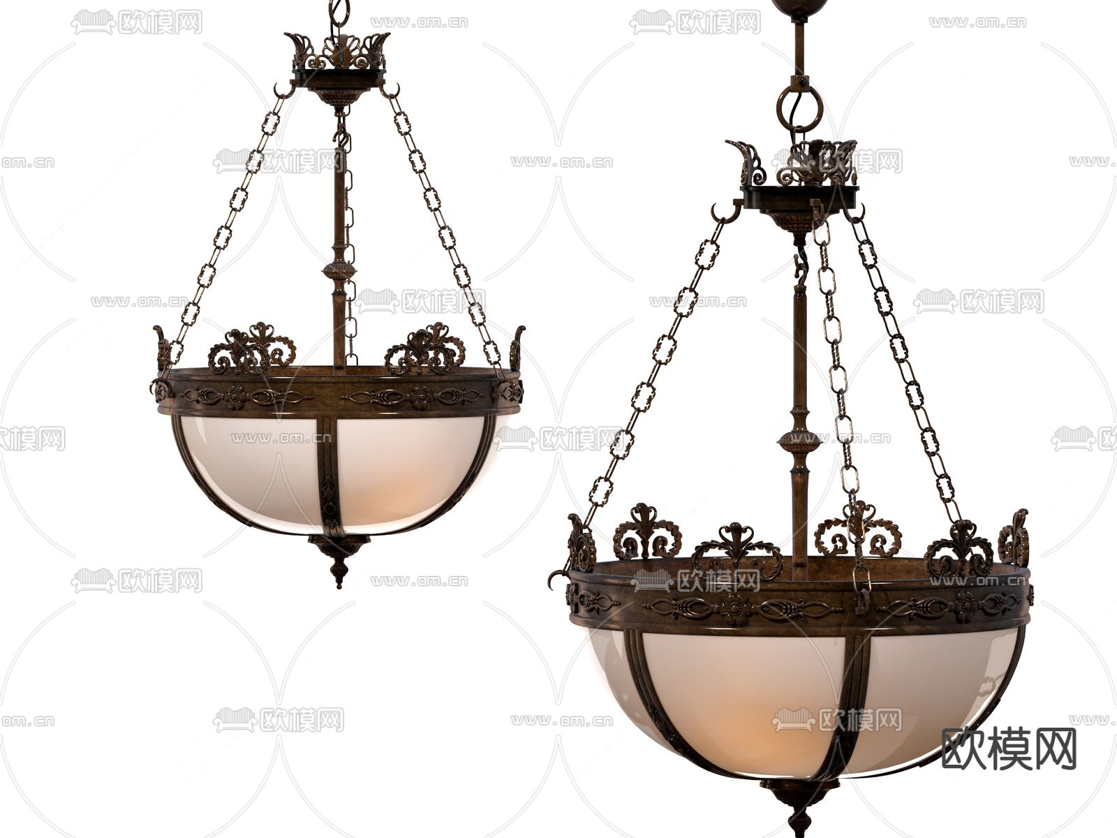 欧式古典吊灯su模型下载（渲染图1）