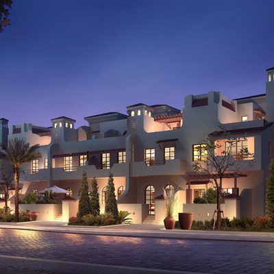 联排别墅夜景psd