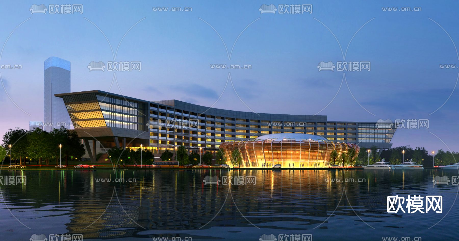 现代酒店夜景psd下载