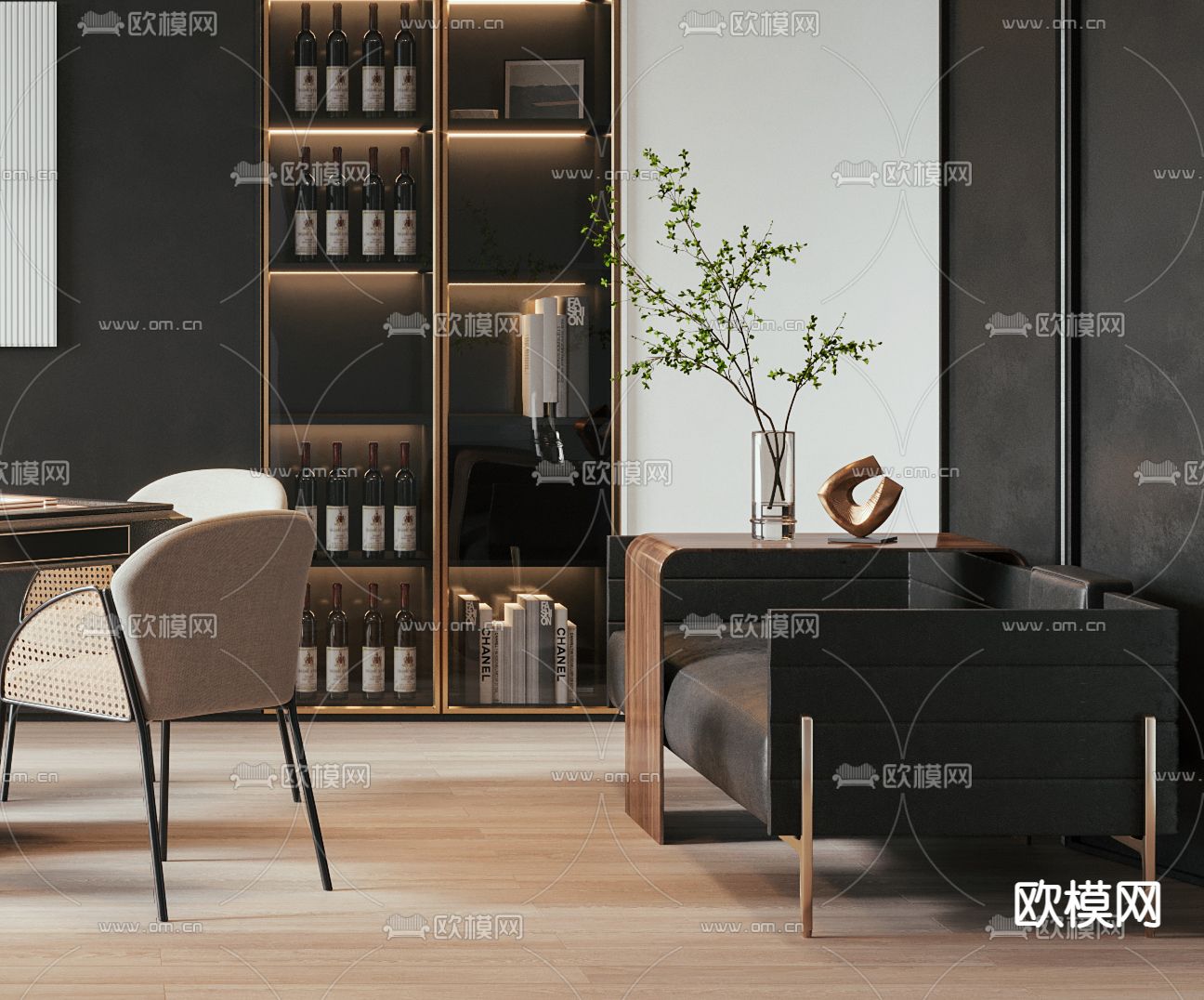 现代轻奢棋牌室3d模型下载（渲染图3）