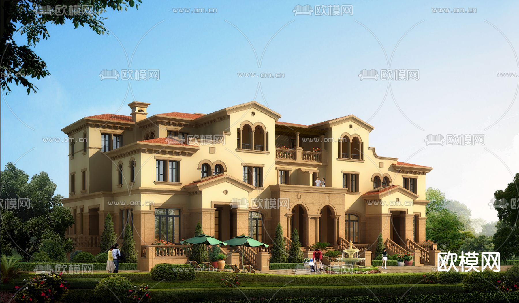 简欧联排别墅psd下载