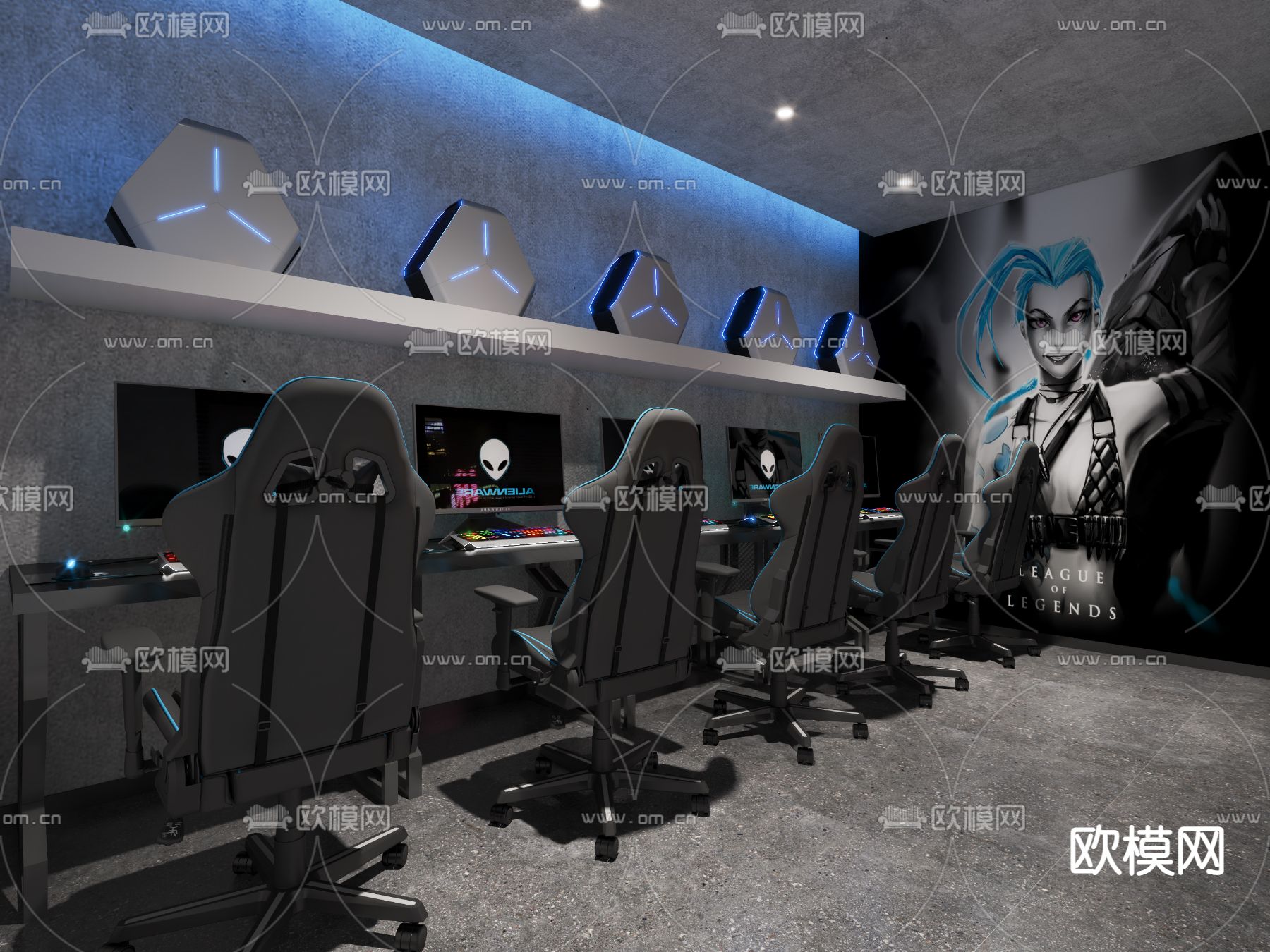 现代网吧网咖3d模型下载（渲染图4）