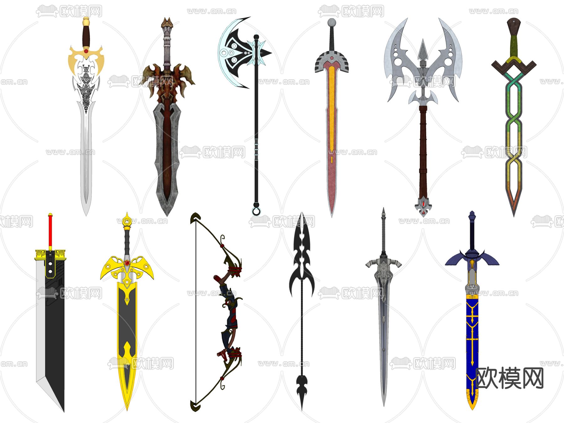 现代游戏兵刃道具su模型下载